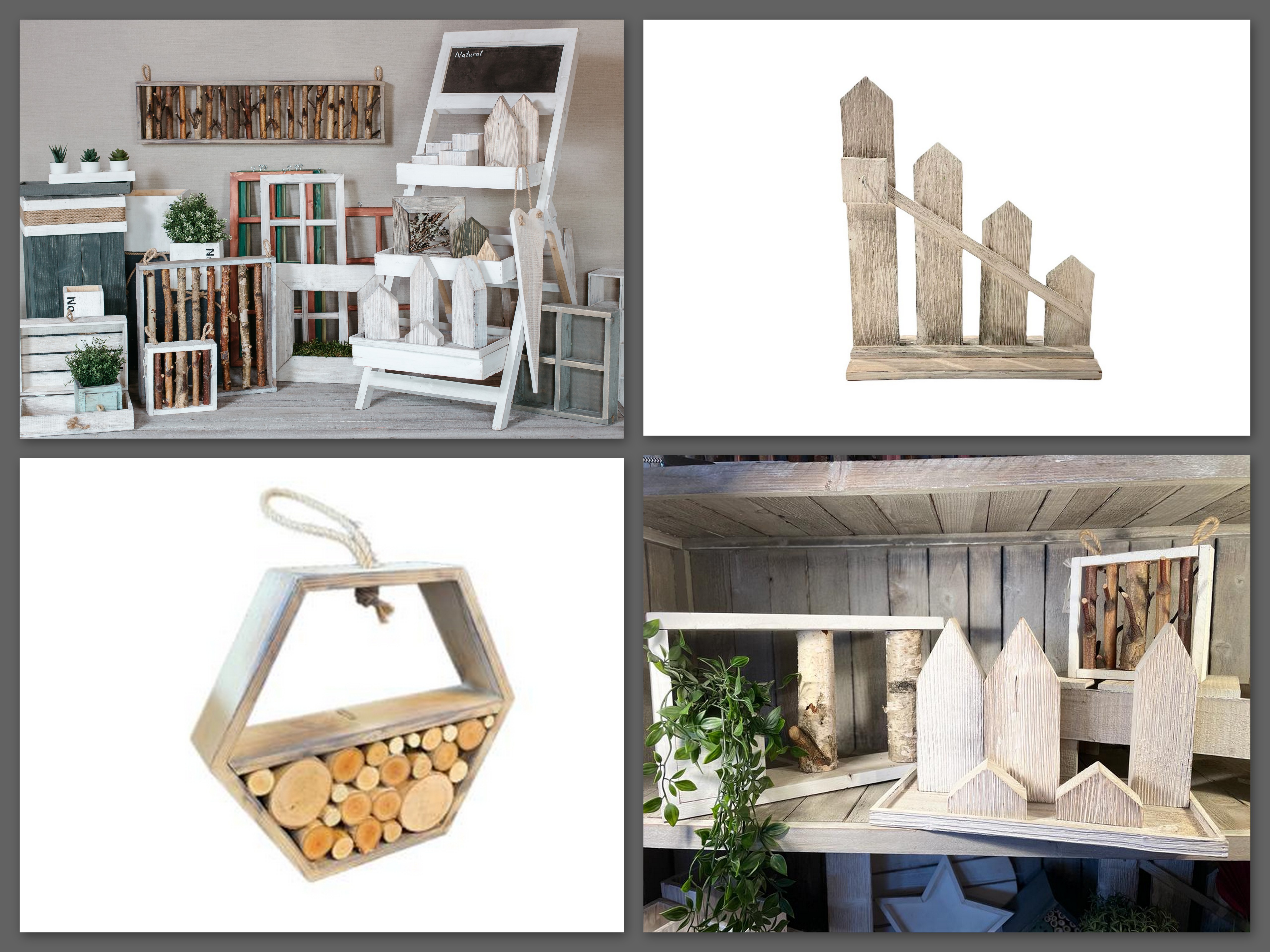Wooden indoor and outdoor decorations